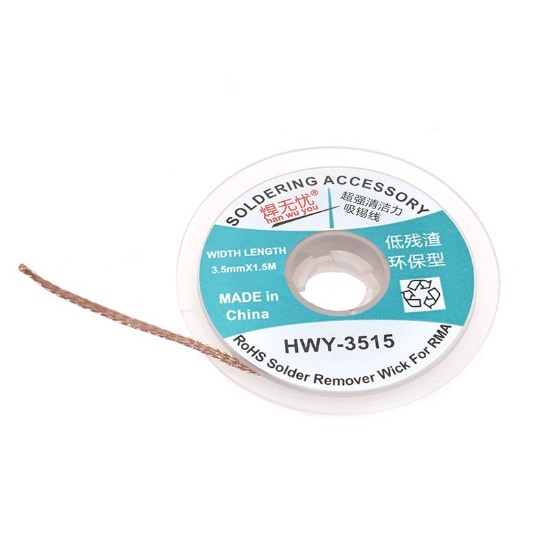 DIY 1.5mm 2mm 2.5mm 3mm 3.5mm 1.5M Length Desoldering Braid Welding Solder Remover Wick Wire Lead Cord Flux BGA Repair Tool