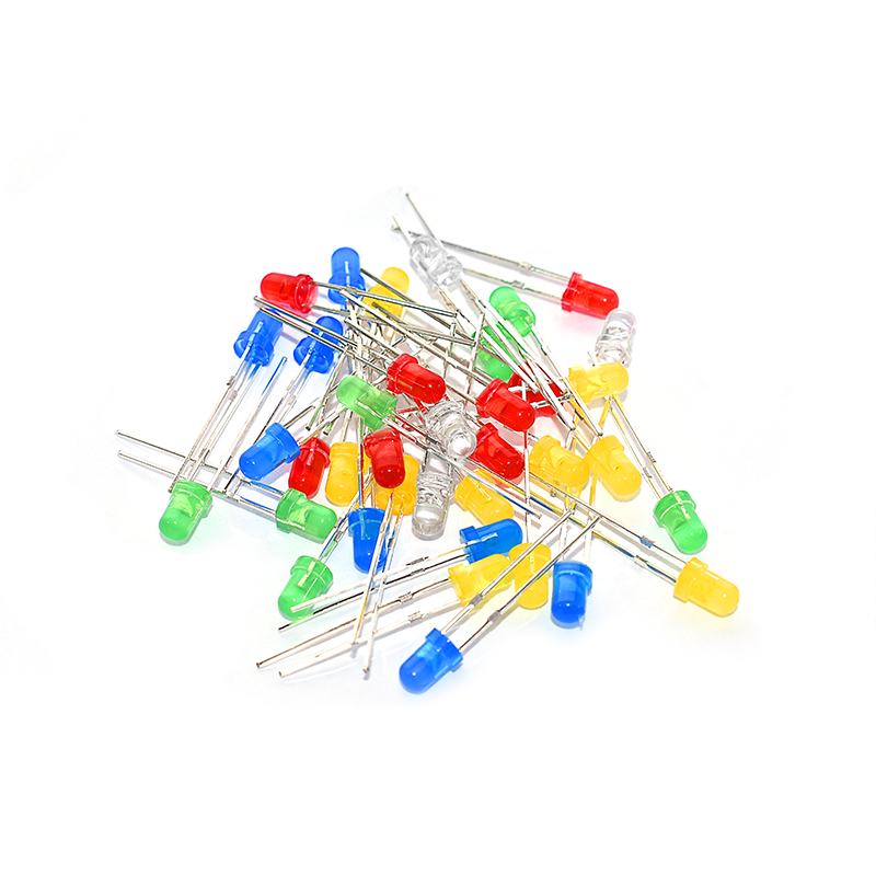 100PC/Lot 3mm LED Diode Light Assorted Kit Green Blue White Yellow Red COMPONENT DIY kit