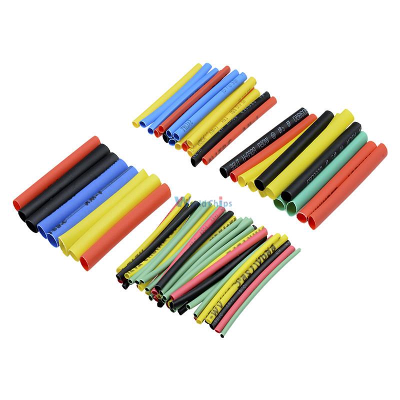 127/140/328/530Pcs Assorted Polyolefin Heat Shrink Tubing Tube Cable Sleeves Wrap Wire Set 8 Size Multicolor/Black