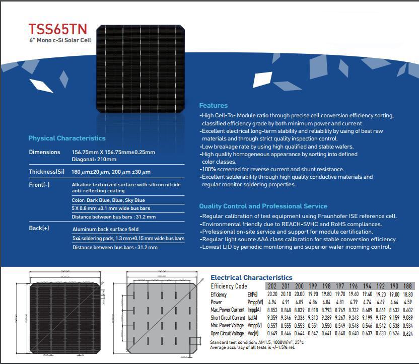 10Pcs 5W 156.75 * 156.75MM Photovoltaic Mono Solar Panel Cell 6x6 Grade A High Efficiency For DIY Monocrystalline Silicon Panel